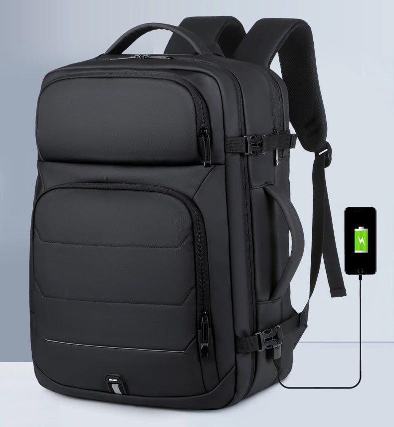 Expandable 17-inch Men’s Laptop Backpack – Waterproof Notebook Bag with USB, Schoolbag, Sports Travel Backpack for Men