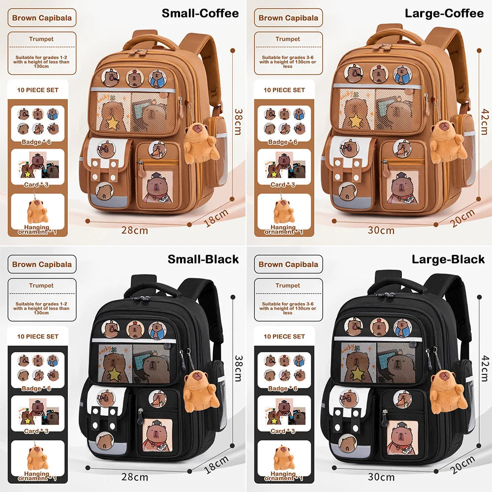 Waterproof Capybara Backpack Large Capacity Alleviate Burden School Bag Protecting Spine Widen Straps Backpack for Students