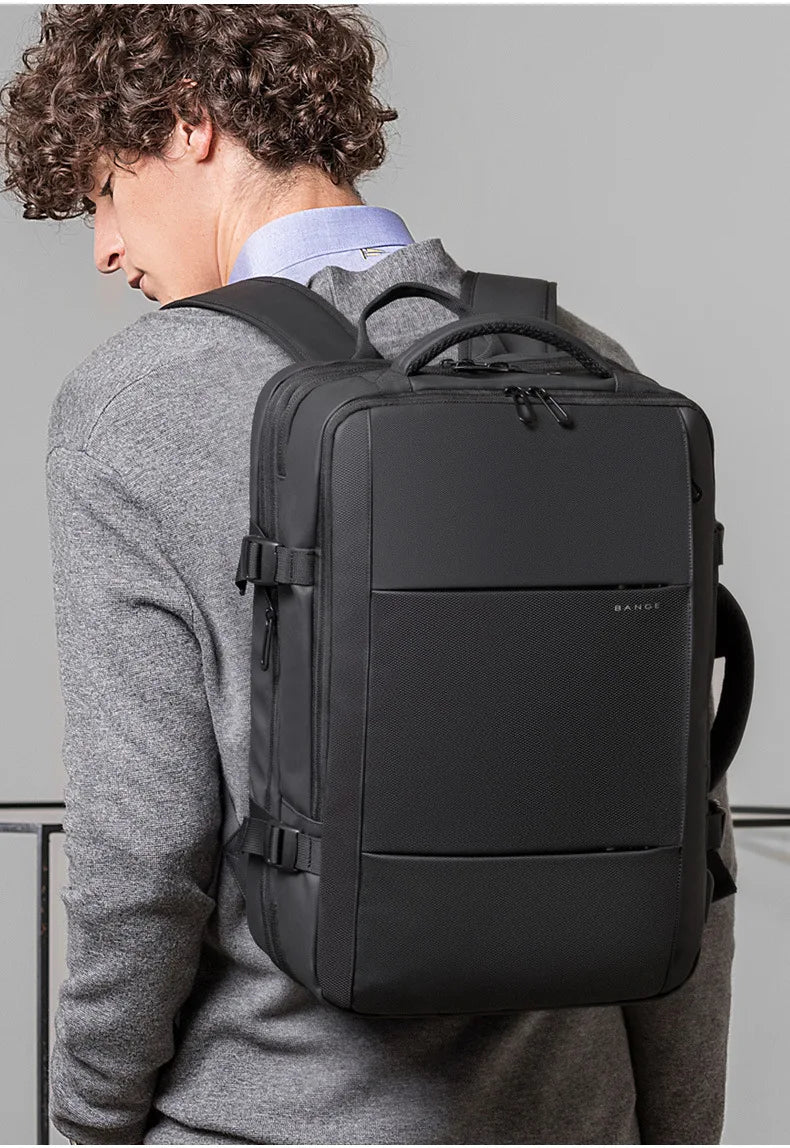 BANGE Expandable Men's Backpack – Waterproof 17.3-inch Laptop Backpack, Large Capacity Hiking Travel Bag for Men