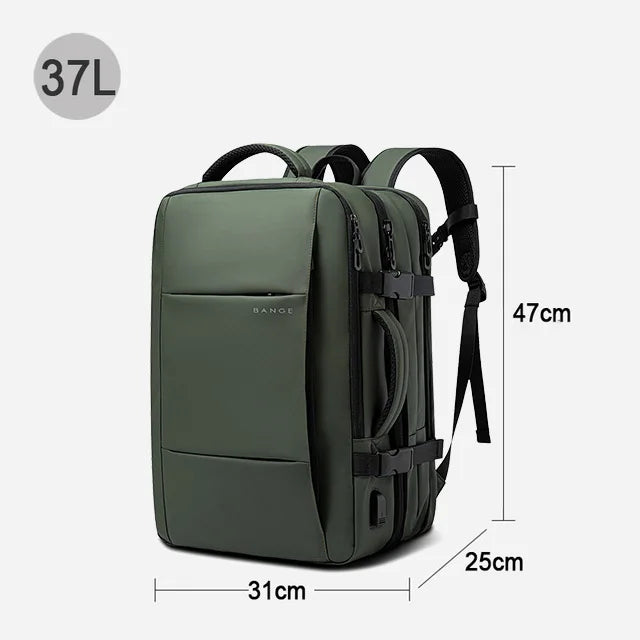 BANGE Expandable Men's Backpack – Waterproof 17.3-inch Laptop Backpack, Large Capacity Hiking Travel Bag for Men