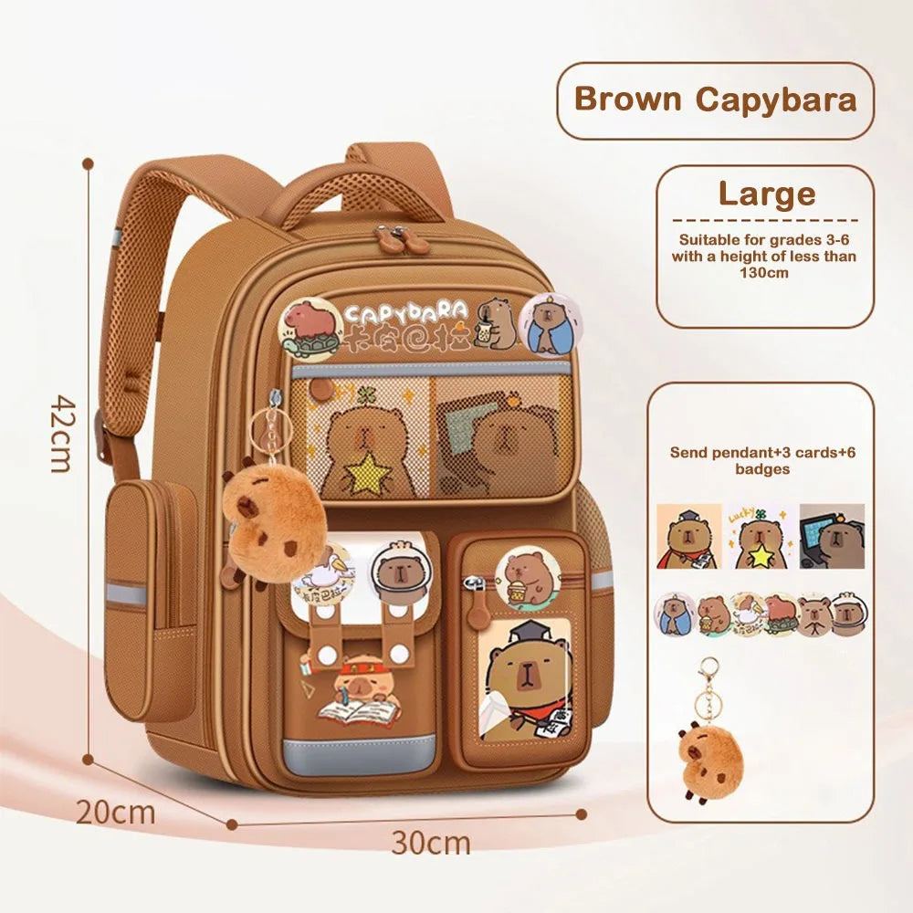 Waterproof Capybara Backpack Large Capacity Alleviate Burden School Bag Protecting Spine Widen Straps Backpack for Students