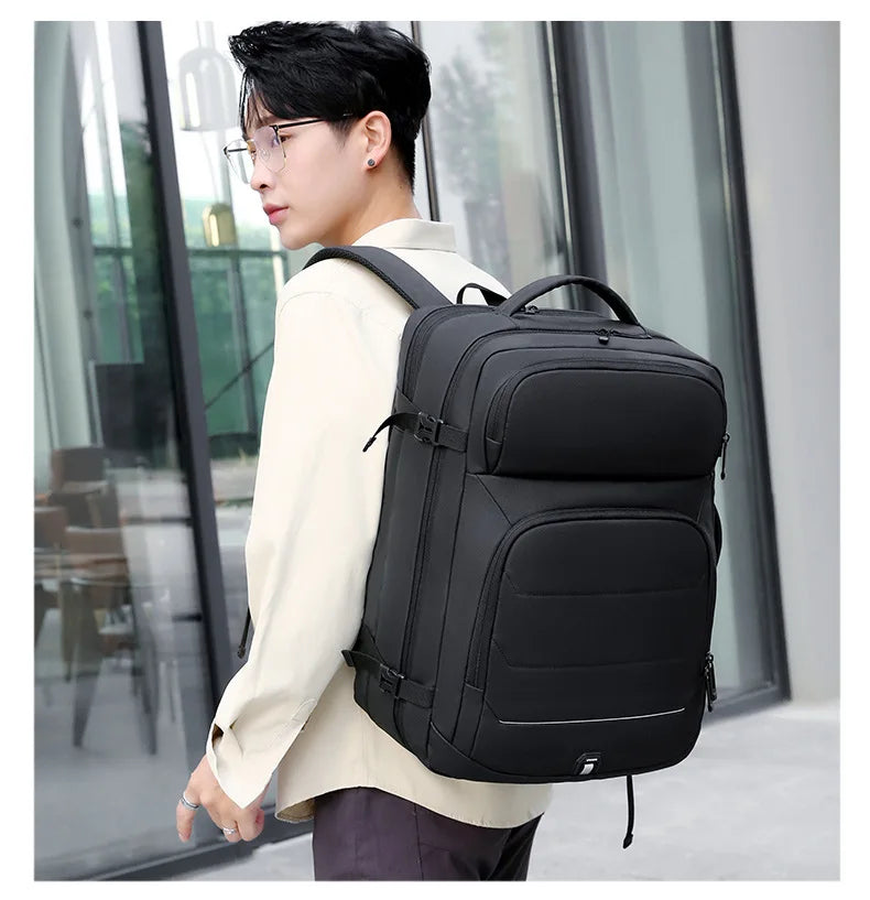 Expandable 17-inch Men’s Laptop Backpack – Waterproof Notebook Bag with USB, Schoolbag, Sports Travel Backpack for Men