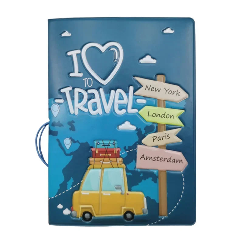 Portable Boarding Fashion Cute Cartoon Passport Cover – Men’s & Women’s PU Leather Travel Passport Holder Case, Card ID Holders (14*10cm)