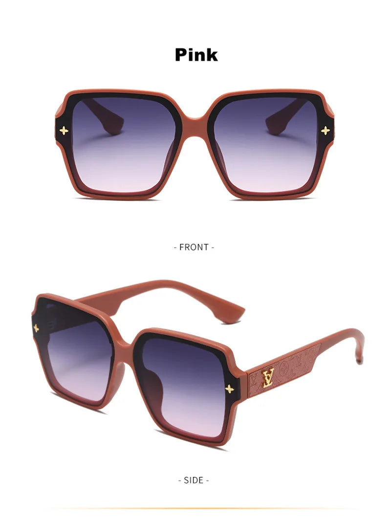 Luxury Women's New Retro Sunglasses Fashion Box Personalized Sunglasses Outdoor UV Protection UV400 Large Frame Driving Glasses