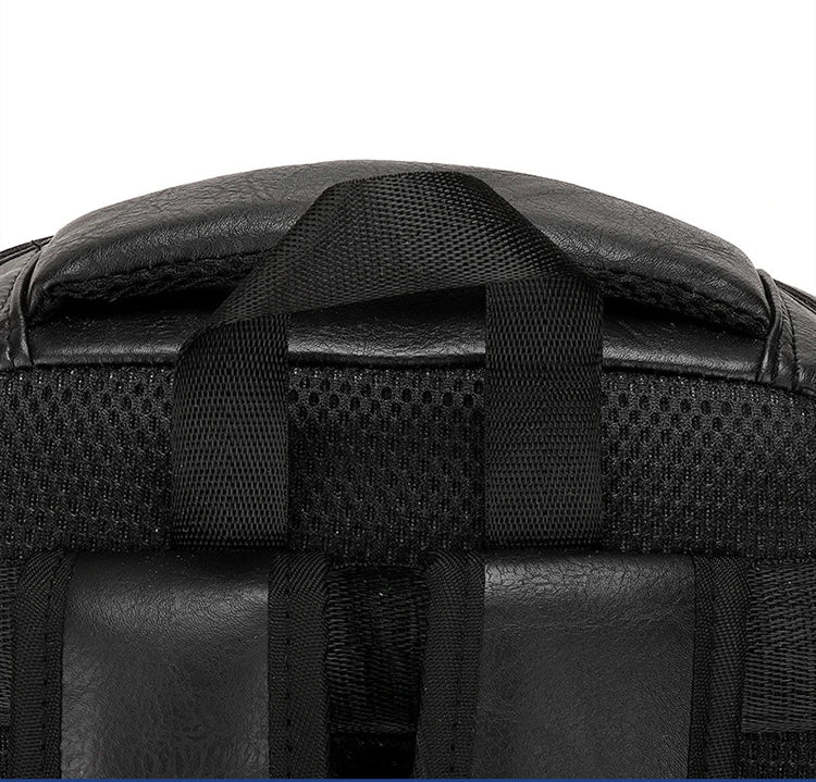 High-Quality USB Charging Backpack for Men – PU Leather Laptop Backpack, Large Schoolbag for Teenagers and Boys