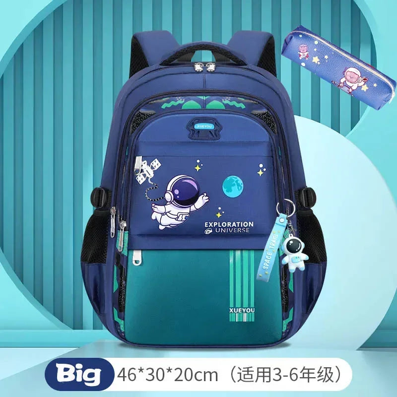 Astronaut-Themed Waterproof School Backpack – Lightweight, Spacious & Spinal Protection Design for Boys!