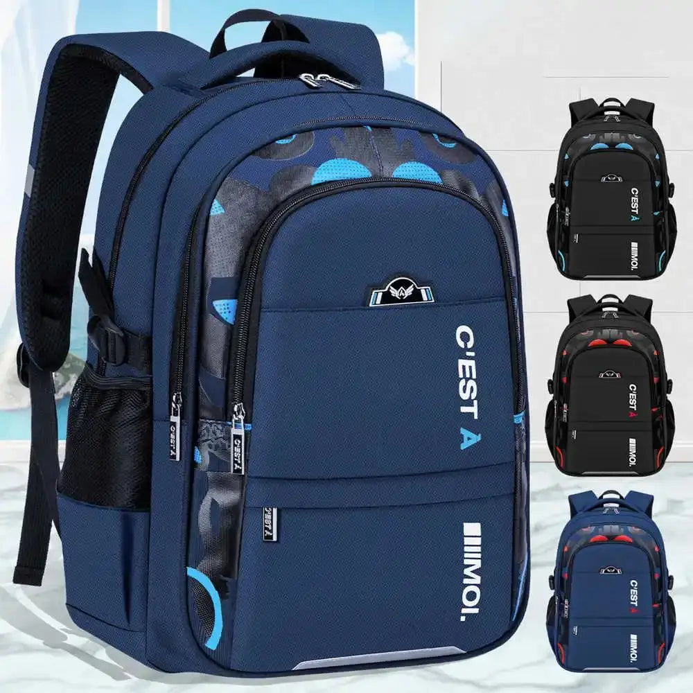 Waterproof Primary School Backpack – Durable & Spacious Book Bag for Teen Boys!
