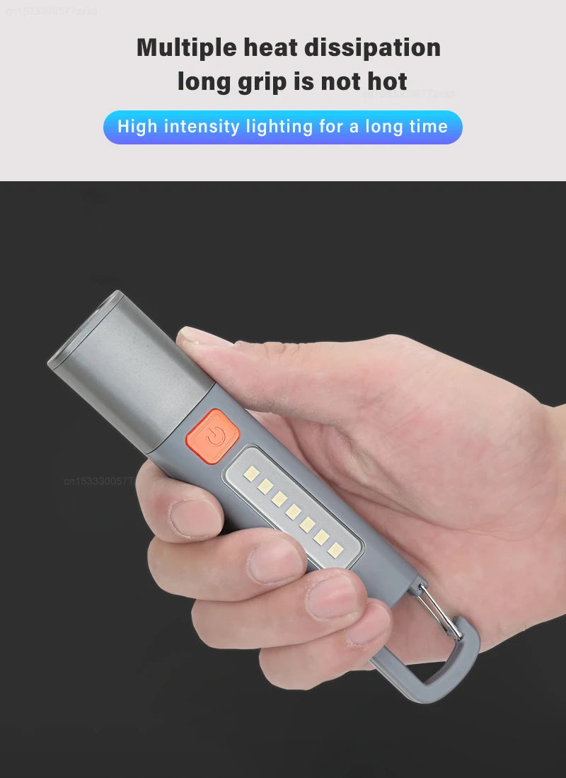 New Xiaomi Portable LED Flashlight – USB Rechargeable, Zoomable Torch for Outdoor Camping, Hiking & Emergency Use