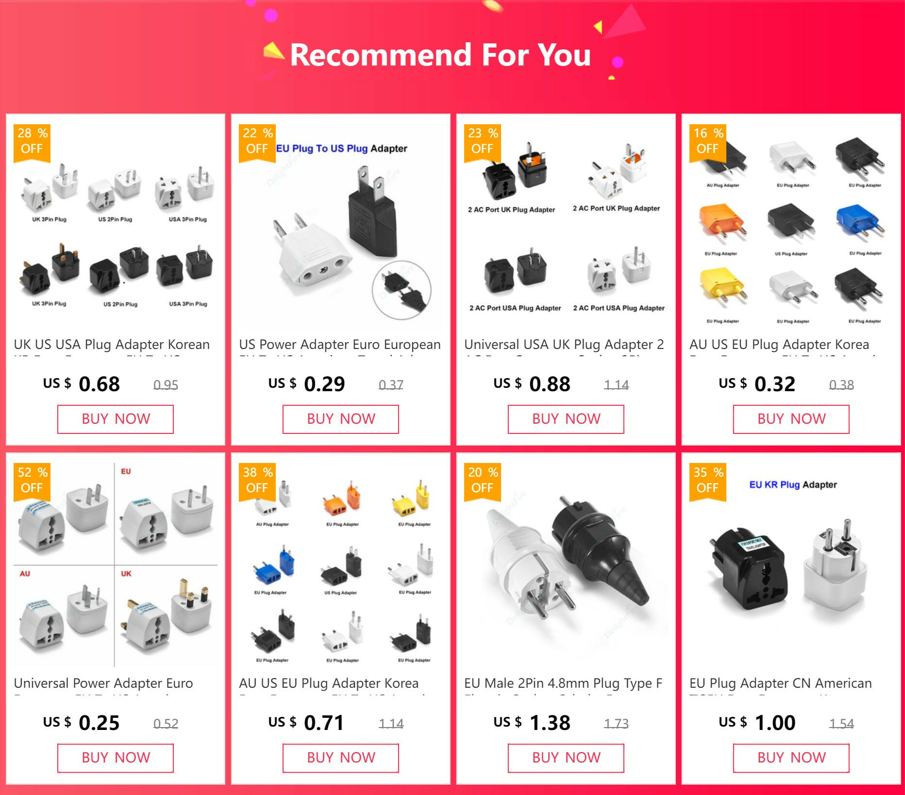 US To EU Plug Adapter Korea KR Euro Europea To America China Canada UK AU Universal Travel Adapter AC Converter Power Adaptor