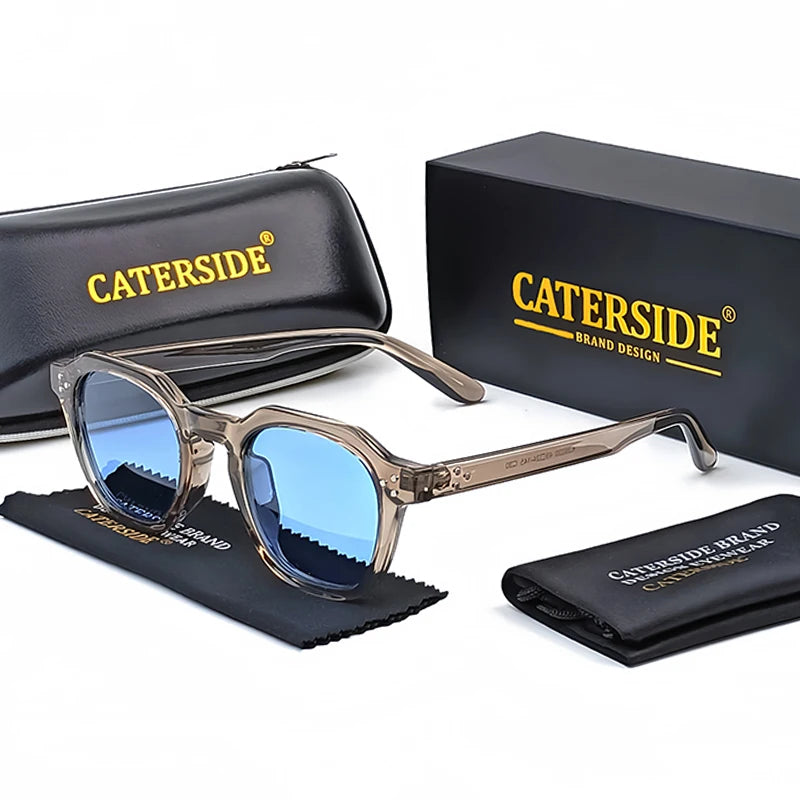 CATERSIDE Retro Polarized Sunglasses Men Ultralight TR90 Frame Polygon Women Sun Glasses Outdoor High Quality Travel Eyewear