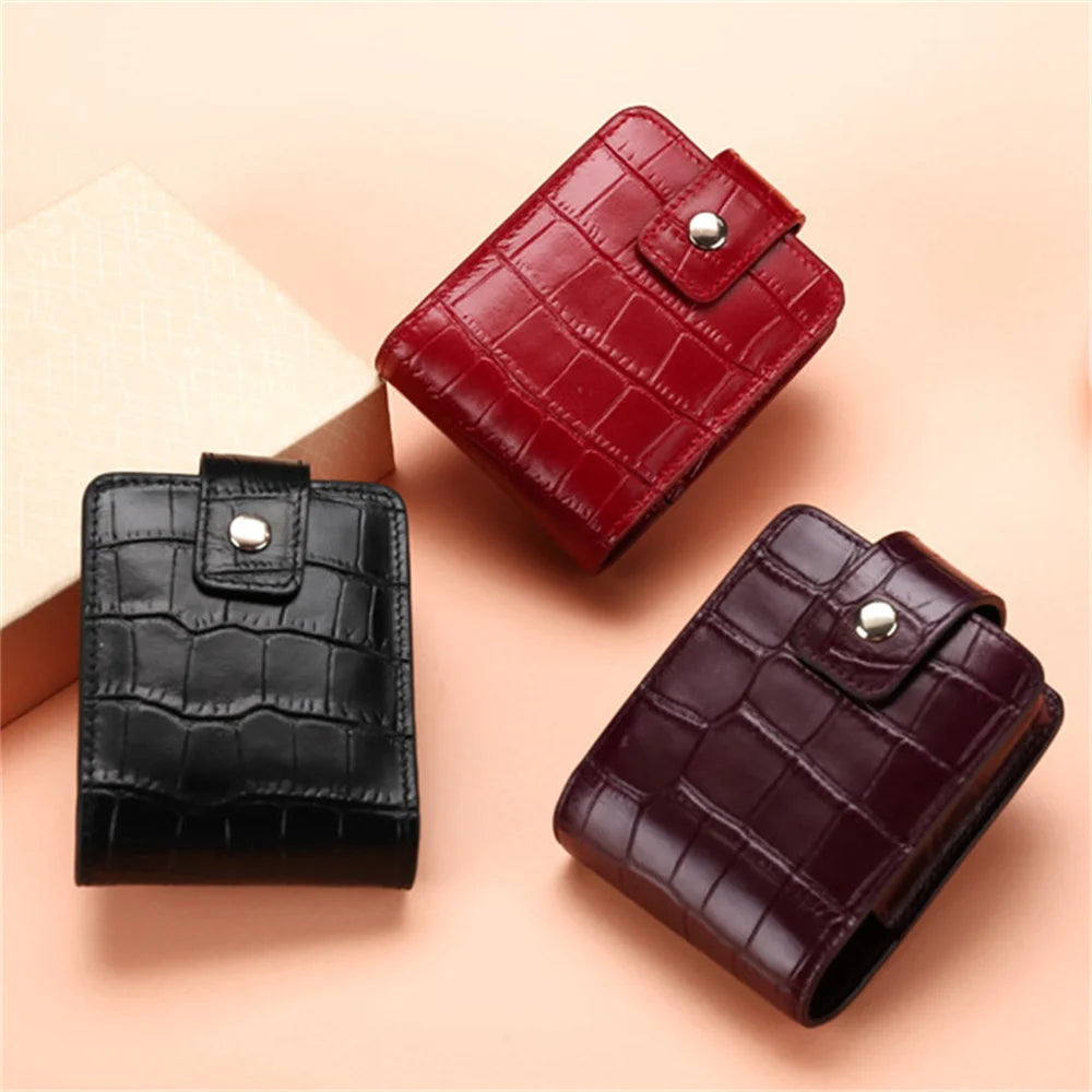 Mini Lipstick Cosmetic Bag with Mirror – Crocodile Pattern PU Travel Makeup Pouch & Organizer