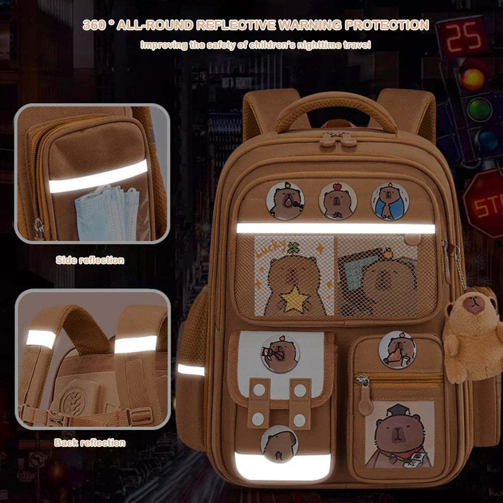 Waterproof Capybara Backpack Large Capacity Alleviate Burden School Bag Protecting Spine Widen Straps Backpack for Students