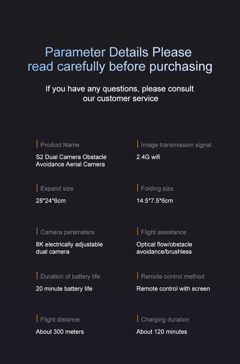 Xiaomi S2 Max Drone Professional 8K HD Dual Camera Obstacle Avoidance Foldable Quadcopter Drone With Screen Remote Control
