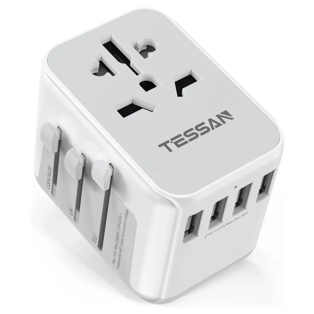 TESSAN 100W GaN Universal Travel Adapter – Fast Charging USB & Type-C Power Adapter for EU/UK/US/AU!