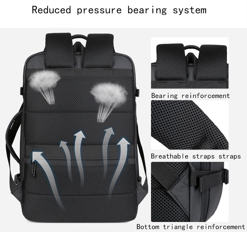 Expandable 17-inch Men’s Laptop Backpack – Waterproof Notebook Bag with USB, Schoolbag, Sports Travel Backpack for Men