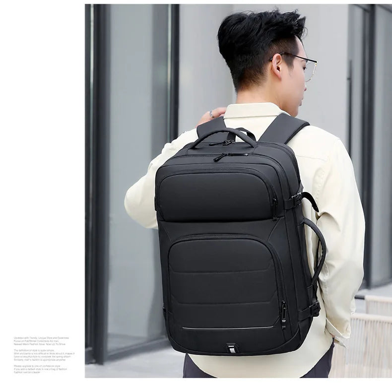 Expandable 17-inch Men’s Laptop Backpack – Waterproof Notebook Bag with USB, Schoolbag, Sports Travel Backpack for Men
