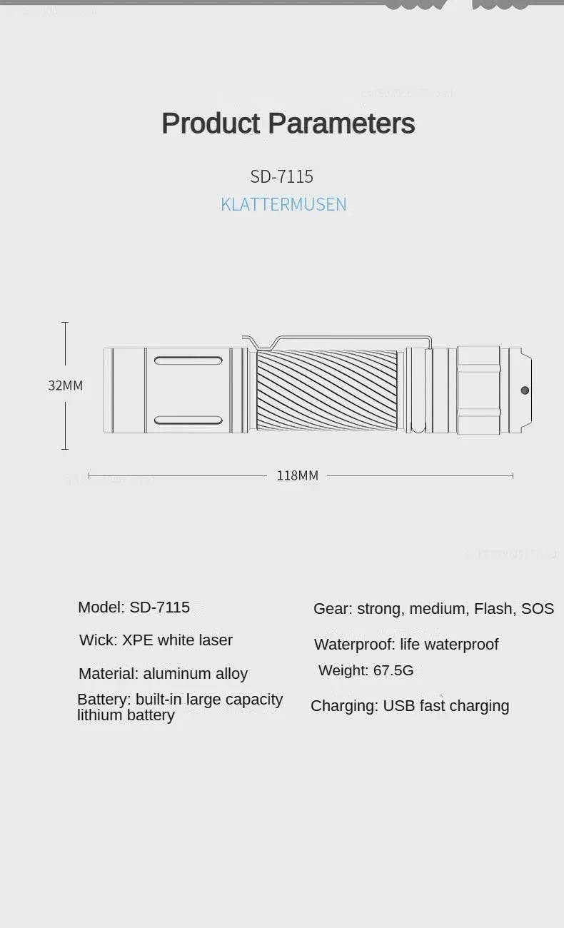 Xiaomi Ultra Bright LED Flashlight – Mini Portable USB Rechargeable Emergency Light for Home & Outdoor Use