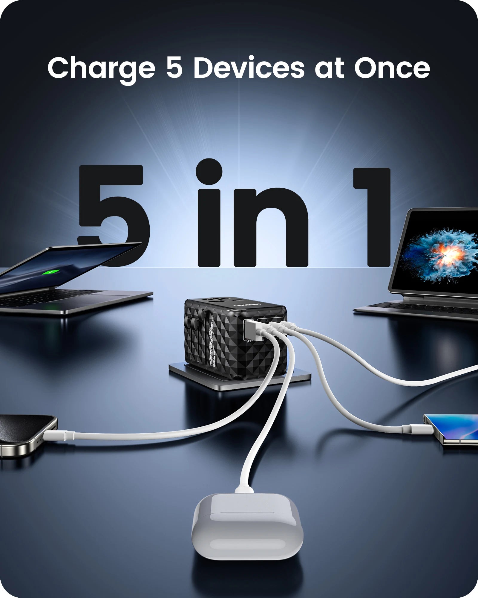 LENCENT 140W GaN Universal Travel Adapter – Fast Charging with 3 USB-C & 1 USB-A for EU/UK/US/AU! 🌍⚡