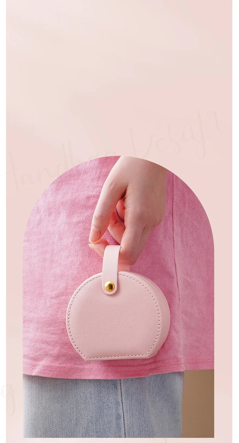 Mini Portable PU Leather Jewelry Box – Travel Organizer for Rings, Earrings & Necklaces