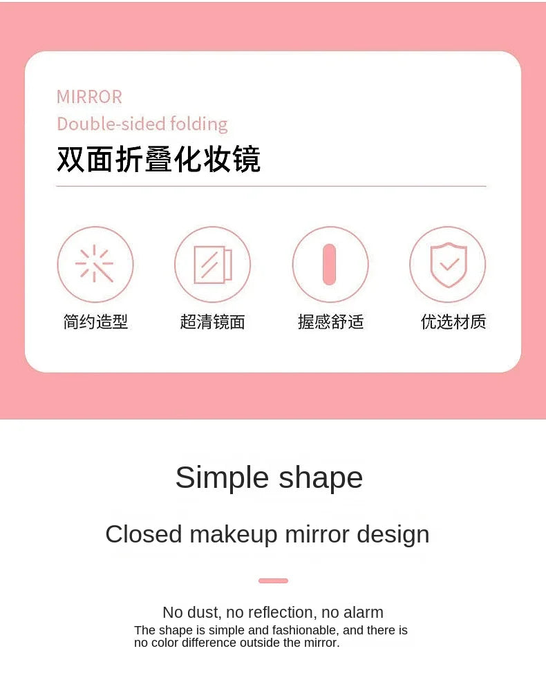 Mini LED Folding Makeup Mirror – Portable Magnifying Compact Mirror for Travel & Beauty