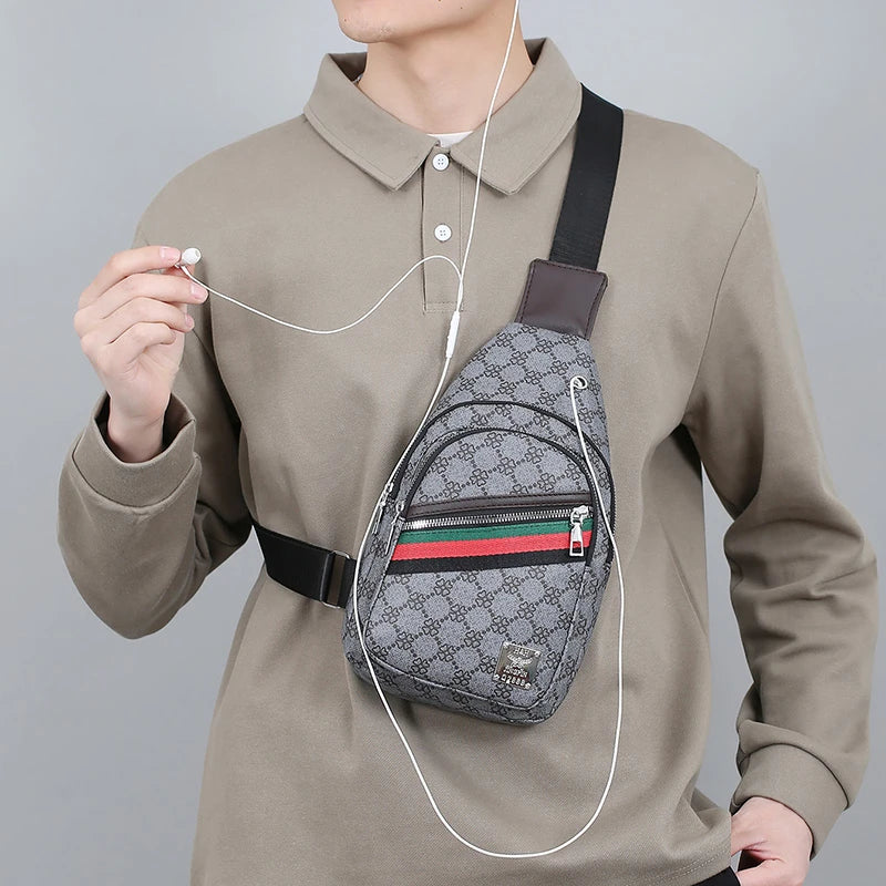 Men's Multifunctional Crossbody Bag – Casual Shoulder Chest Bag with Earphone Hole
