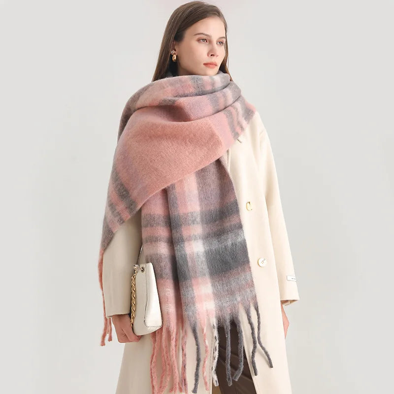 Ultra-Soft Korean Winter Cashmere-Feel Scarf – Thick, Warm & Stylish Tassel Shawl for Men & Women!