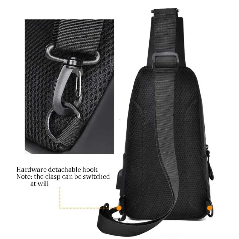 Stylish Men's Crossbody Bag – Waterproof, USB Charging, Outdoor Casual Chest Bag