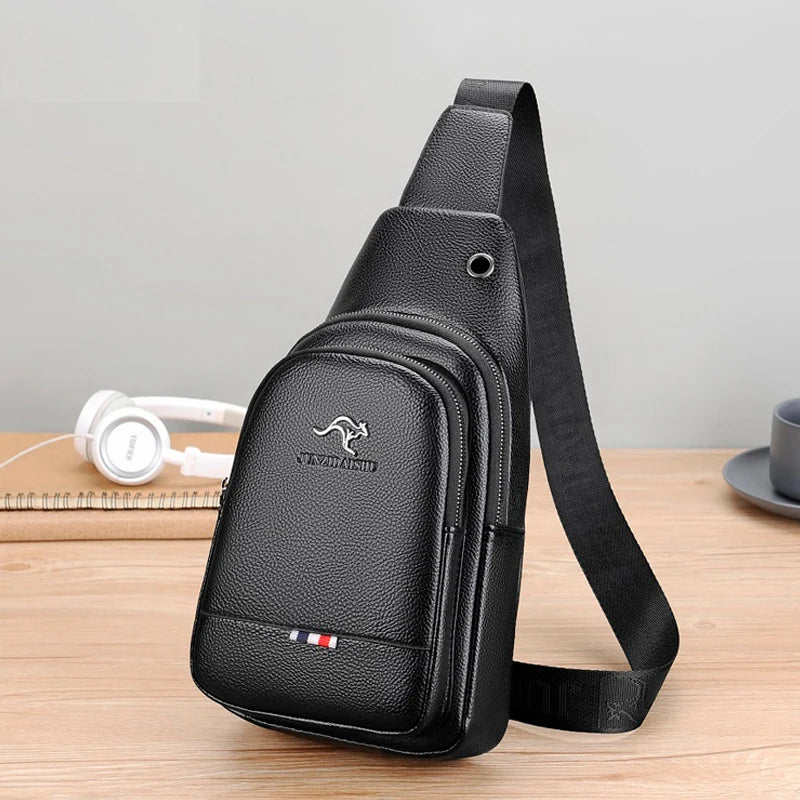 Men's Luxury PU Leather Chest Bag – Vintage Crossbody Shoulder Bag for Business & Casual Use