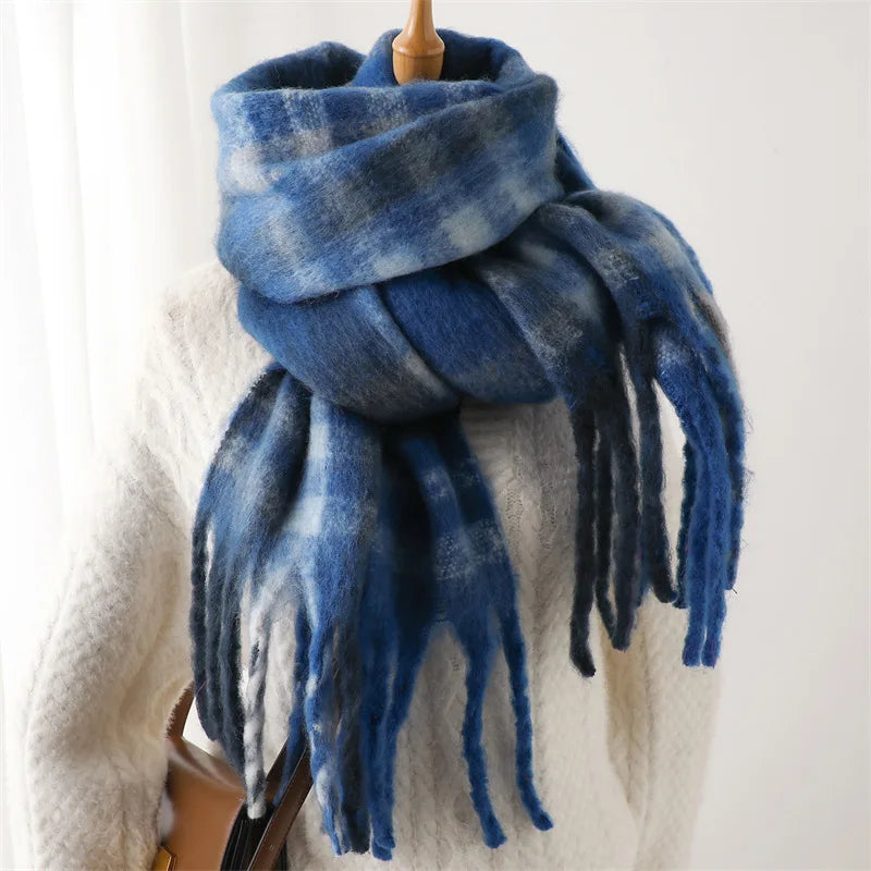 Ultra-Soft Korean Winter Cashmere-Feel Scarf – Thick, Warm & Stylish Tassel Shawl for Men & Women!
