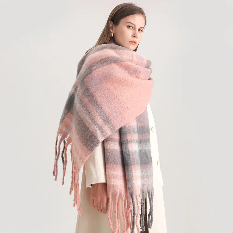Ultra-Soft Korean Winter Cashmere-Feel Scarf – Thick, Warm & Stylish Tassel Shawl for Men & Women!