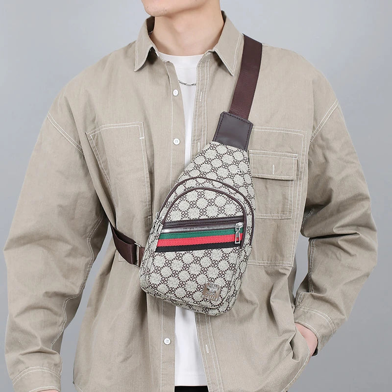 Men's Multifunctional Crossbody Bag – Casual Shoulder Chest Bag with Earphone Hole