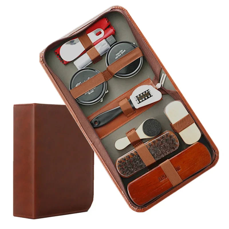 Premium Horsehair Shoe Polish Kit – 9pcs/11pcs Leather Shoe Shine & Care Set