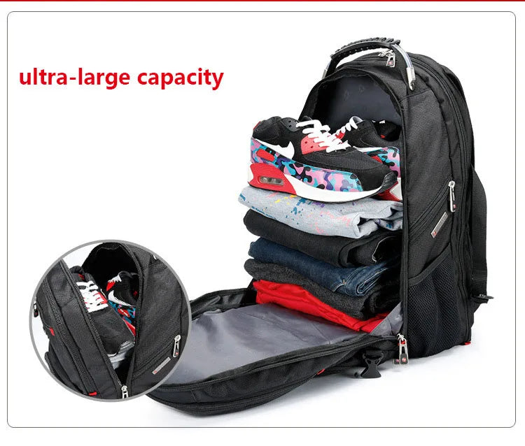 Swiss Multifunctional 17-Inch Laptop Backpack – Durable Travel & College Bag with USB Charging & Water Resistance