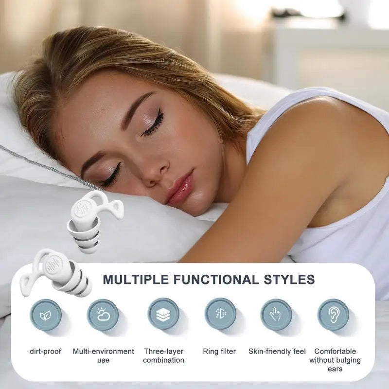 🌙 Enjoy Silence Anywhere – 3-Layer Ultra-Soft Silicone Earplugs for Sleeping, Swimming, Concerts & More! 🏊🎶✨