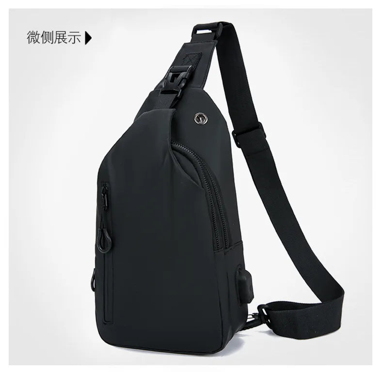 Stylish Men's Crossbody Bag – Waterproof, USB Charging, Outdoor Casual Chest Bag