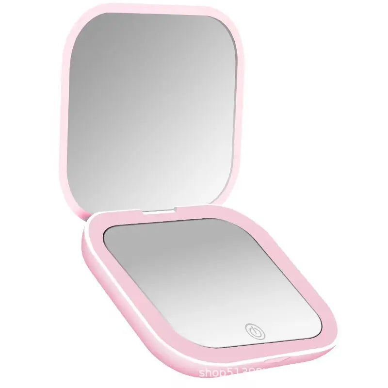 Mini LED Folding Makeup Mirror – Portable Magnifying Compact Mirror for Travel & Beauty