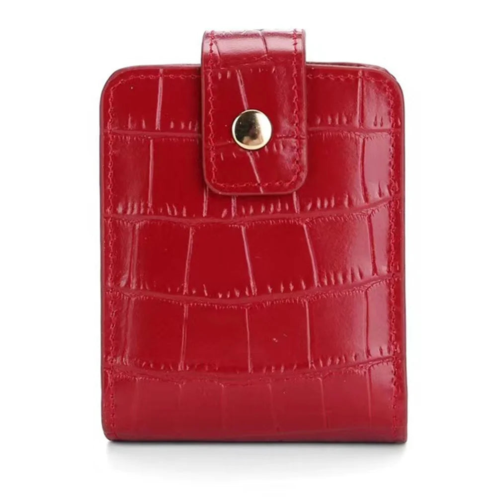 Mini Lipstick Cosmetic Bag with Mirror – Crocodile Pattern PU Travel Makeup Pouch & Organizer