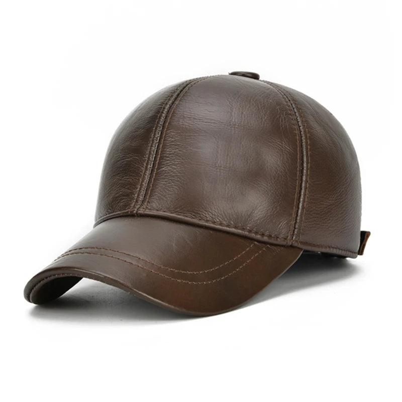 2025 Adjustable Men's Genuine Cowhide Leather Baseball Cap for Fall Winter Outdoor Sports Hat Men Real Cowhide Leather Caps