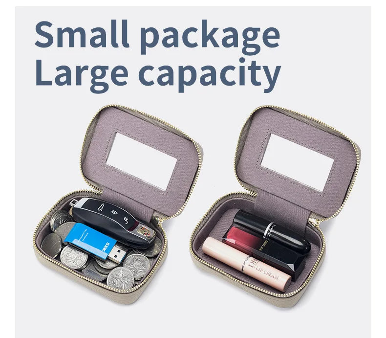 Luxury Mini Lipstick Case with Mirror – Elegant Travel Makeup Bag & Multi-Use Organizer