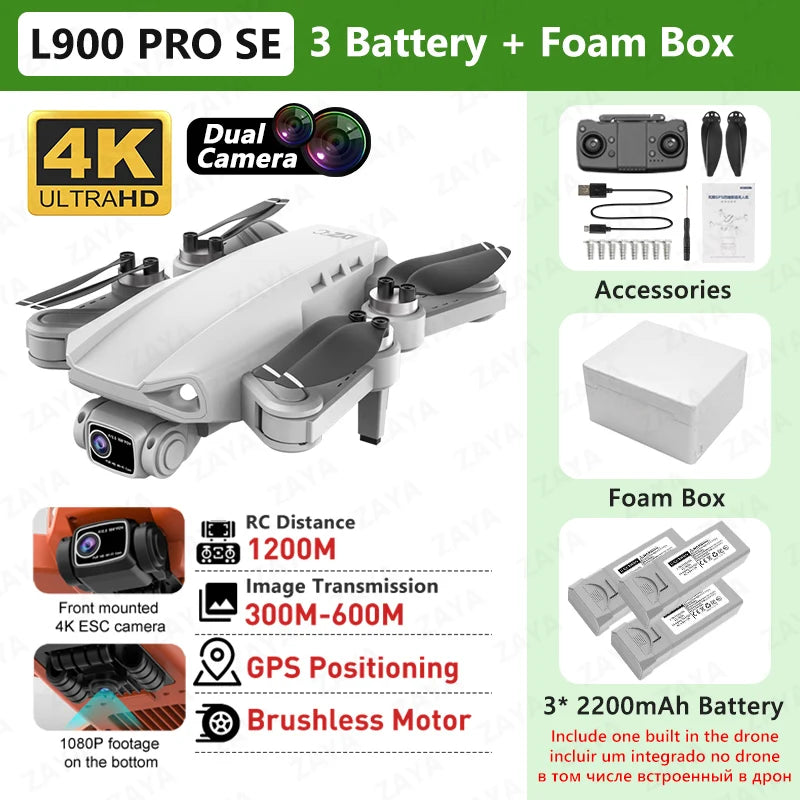L900 PRO SE GPS Drone – 4K Dual Camera, 5G WiFi FPV, Brushless Motor, Foldable Quadcopter