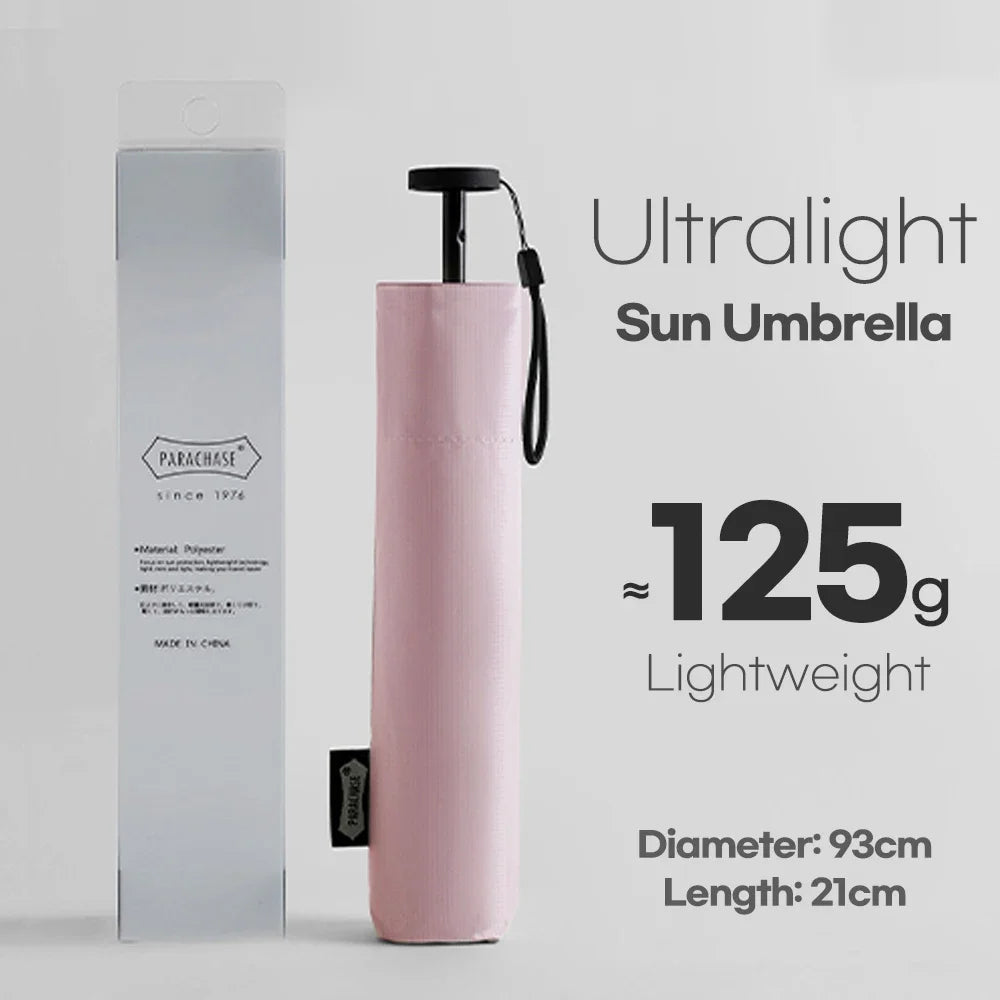 Parachase Ultra-light Folding Umbrella 111g Only Anti UV Travel Light Sun Umbrella Windproof Carbon Fiber Portable Parasol 6K
