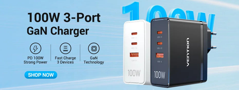 Vention 65W PD Universal Travel Adapter – All-in-One Worldwide Wall Charger with AC Power Plug for USA, EU, UK, AUS
