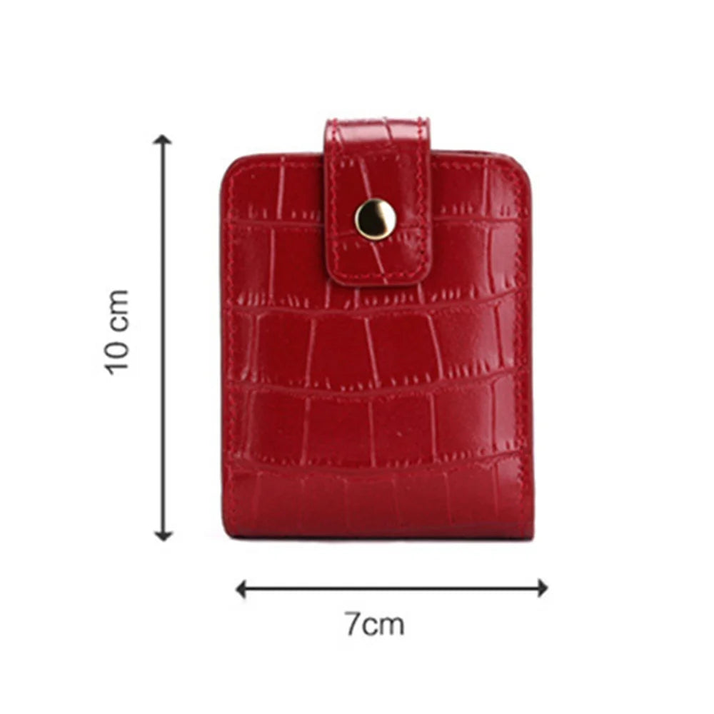 Mini Lipstick Cosmetic Bag with Mirror – Crocodile Pattern PU Travel Makeup Pouch & Organizer