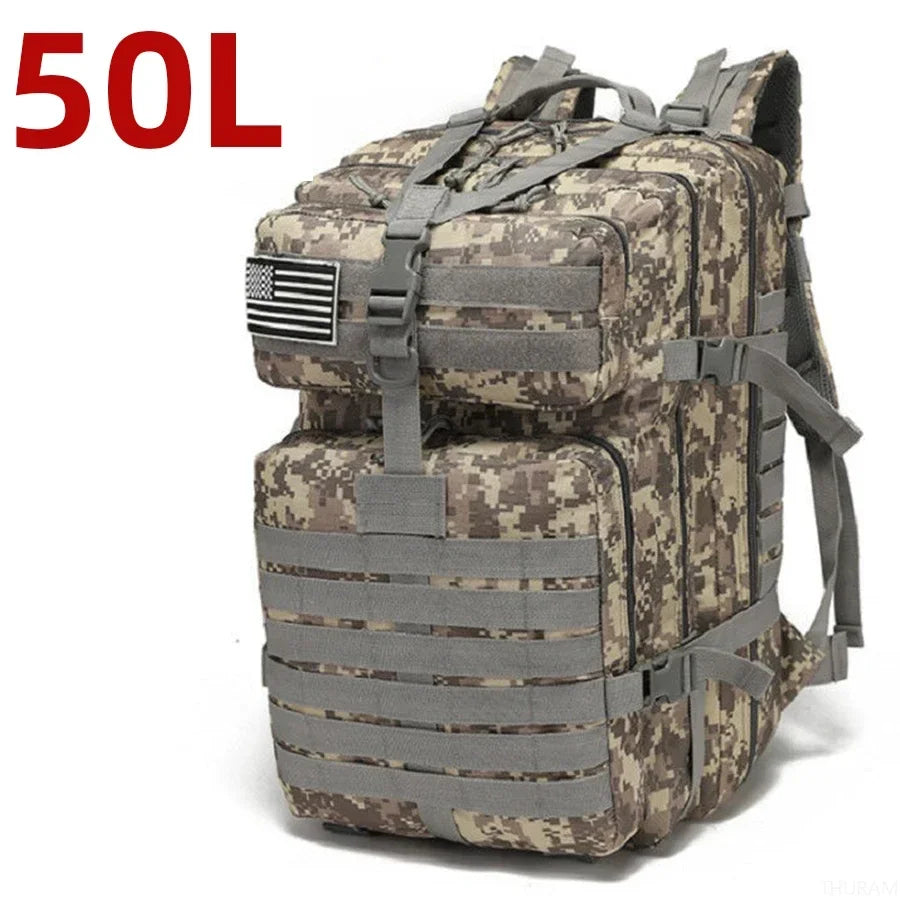 1000D Nylon Waterproof Tactical Backpack – Outdoor Rucksack for Camping, Hiking, Trekking, Fishing & Hunting (25L/50L)