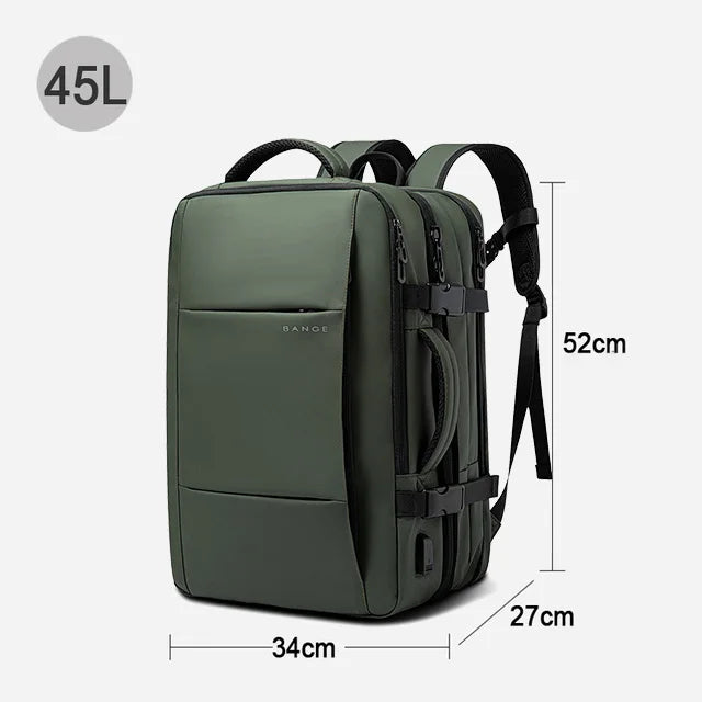 BANGE Expandable Men's Backpack – Waterproof 17.3-inch Laptop Backpack, Large Capacity Hiking Travel Bag for Men