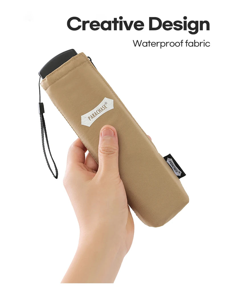 Parachase Flat Rain Umbrella Woman Lightweight 143g Foldable Mini Umbrella Pocket Portable Travel Folding Umbrella Windproof