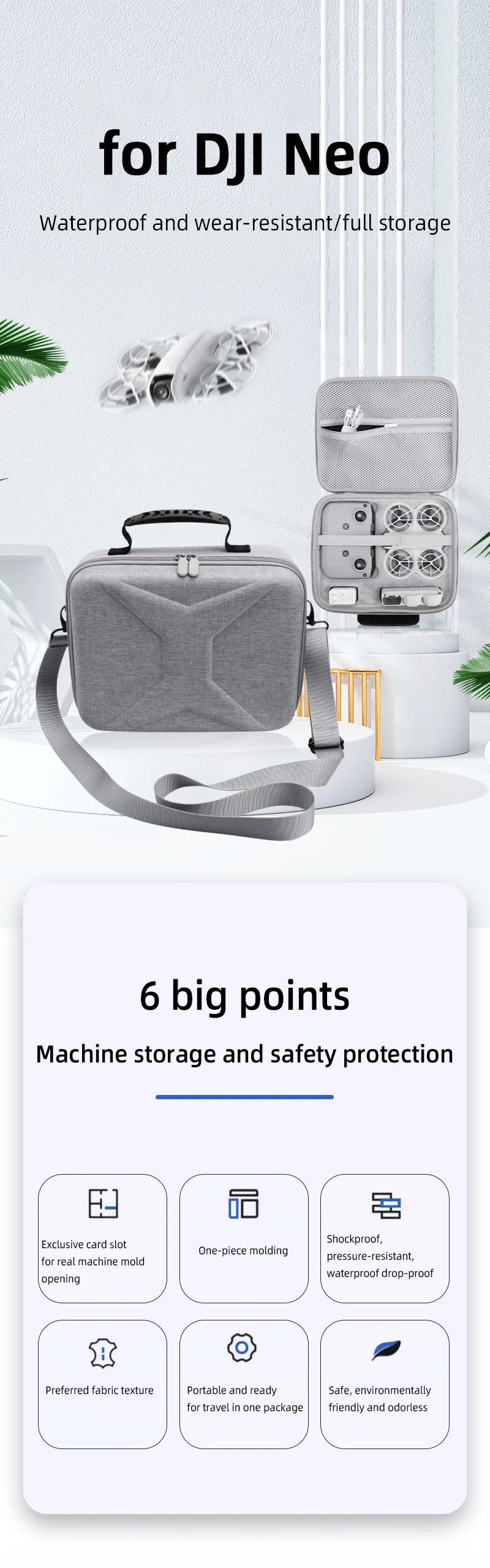 Hard PU Carrying Case for DJI Neo Drone – Waterproof Travel Bag & Fly More Combo Storage