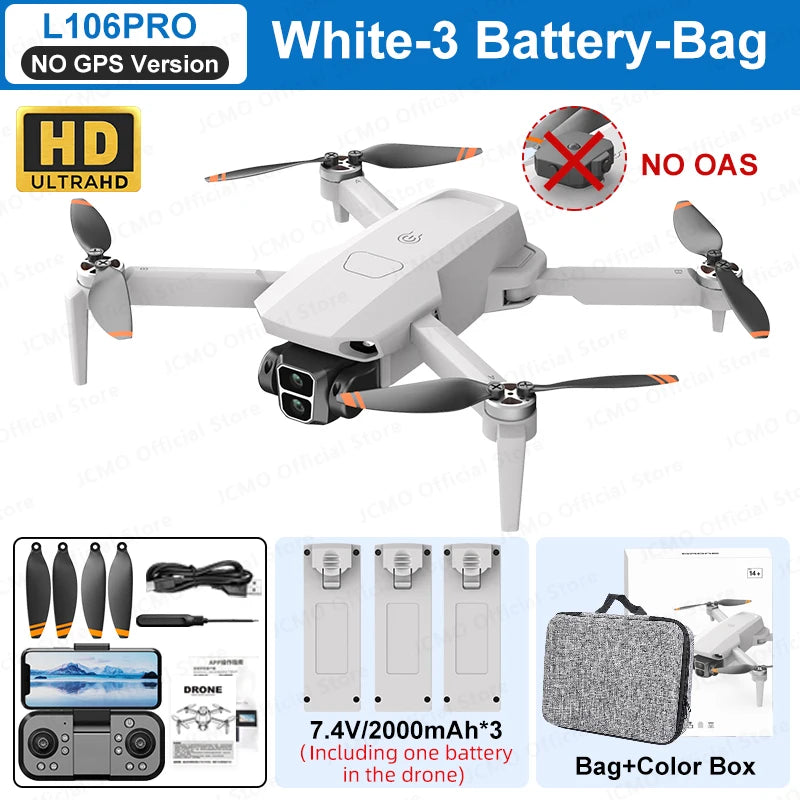 L106 MAX Brushless Dual Camera Drone – 360° Obstacle Avoidance, 2.4GHz RC Quadcopter with HD Camera