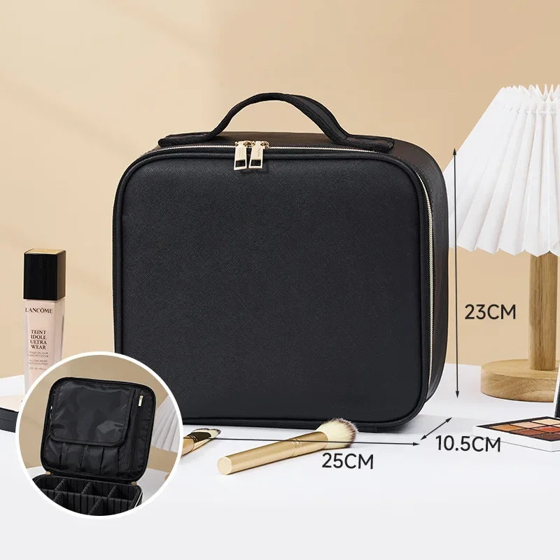 Smart LED Makeup Case with Mirror – Large-Capacity Travel Beauty & Skincare Organizer