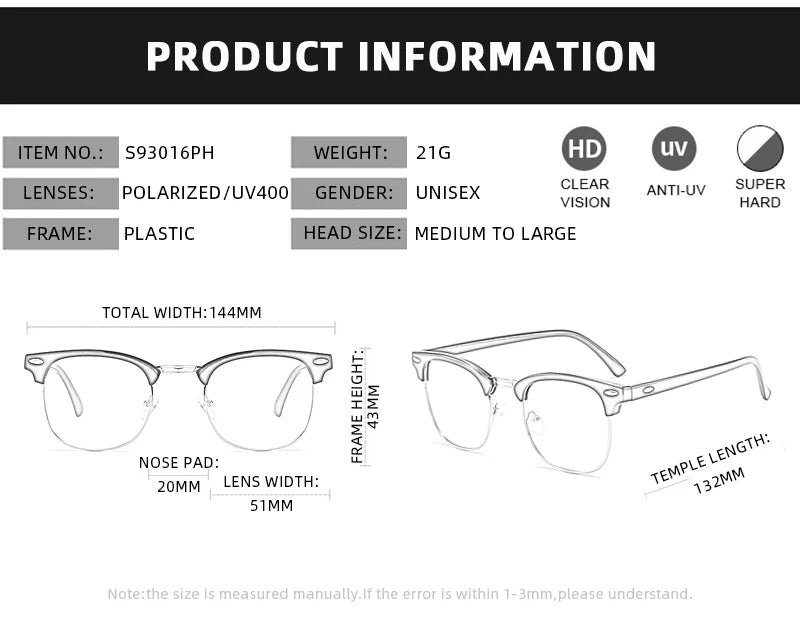 Classic Half-Frame Photochromic Sunglasses – Retro Chameleon Shades for Men & Women ✨🚘